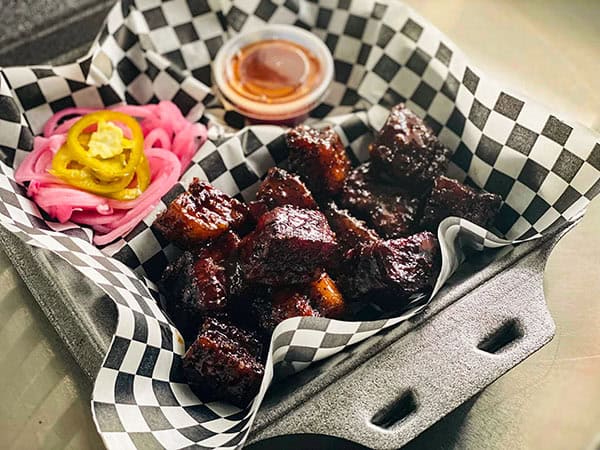 Texas-style smoked burnt ends from Jay’s Smokin BBQ at Muscle Car City in Punta Gorda